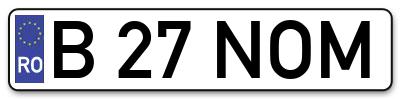 Placuta inmatriculare numar auto  B-27-NOM, B 27 NOM, B27NOM