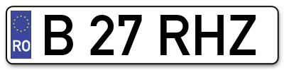 Placuta inmatriculare numar auto  B-27-RHZ, B 27 RHZ, B27RHZ