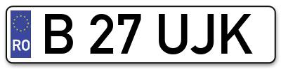 Placuta inmatriculare numar auto  B-27-UJK, B 27 UJK, B27UJK