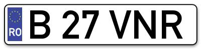Placuta inmatriculare numar auto  B-27-VNR, B 27 VNR, B27VNR