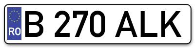 Placuta inmatriculare numar auto  B-270-ALK, B 270 ALK, B270ALK