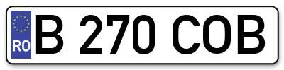 Placuta inmatriculare numar auto  B-270-COB, B 270 COB, B270COB