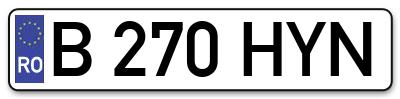 Placuta inmatriculare numar auto  B-270-HYN, B 270 HYN, B270HYN