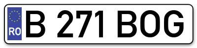 Placuta inmatriculare numar auto  B-271-BOG, B 271 BOG, B271BOG