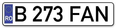 Placuta inmatriculare numar auto  B-273-FAN, B 273 FAN, B273FAN