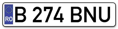 Placuta inmatriculare numar auto  B-274-BNU, B 274 BNU, B274BNU