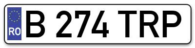 Placuta inmatriculare numar auto  B-274-TRP, B 274 TRP, B274TRP