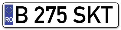 Placuta inmatriculare numar auto  B-275-SKT, B 275 SKT, B275SKT