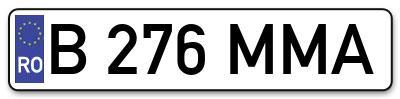 Placuta inmatriculare numar auto  B-276-MMA, B 276 MMA, B276MMA