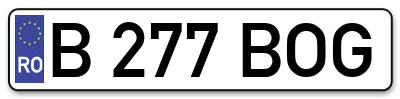 Placuta inmatriculare numar auto  B-277-BOG, B 277 BOG, B277BOG
