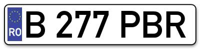 Placuta inmatriculare numar auto  B-277-PBR, B 277 PBR, B277PBR