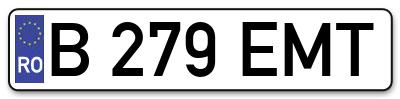 Placuta inmatriculare numar auto  B-279-EMT, B 279 EMT, B279EMT