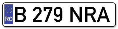 Placuta inmatriculare numar auto  B-279-NRA, B 279 NRA, B279NRA