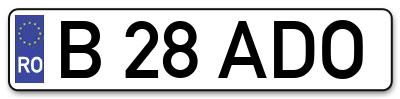 Placuta inmatriculare numar auto  B-28-ADO, B 28 ADO, B28ADO