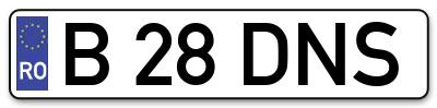 Placuta inmatriculare numar auto  B-28-DNS, B 28 DNS, B28DNS