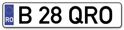 Placuta inmatriculare numar auto  B-28-QRO, B 28 QRO, B28QRO
