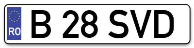 Placuta inmatriculare numar auto  B-28-SVD, B 28 SVD, B28SVD