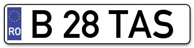 Placuta inmatriculare numar auto  B-28-TAS, B 28 TAS, B28TAS