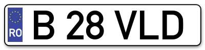 Placuta inmatriculare numar auto  B-28-VLD, B 28 VLD, B28VLD