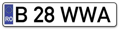 Placuta inmatriculare numar auto  B-28-WWA, B 28 WWA, B28WWA