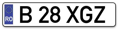 Placuta inmatriculare numar auto  B-28-XGZ, B 28 XGZ, B28XGZ