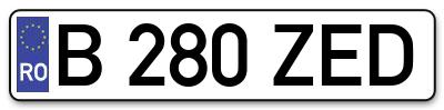 Placuta inmatriculare numar auto  B-280-ZED, B 280 ZED, B280ZED