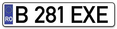 Placuta inmatriculare numar auto  B-281-EXE, B 281 EXE, B281EXE