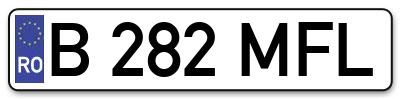 Placuta inmatriculare numar auto  B-282-MFL, B 282 MFL, B282MFL