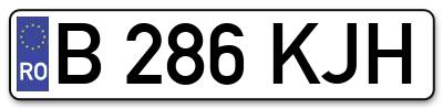 Placuta inmatriculare numar auto  B-286-KJH, B 286 KJH, B286KJH