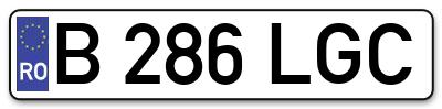 Placuta inmatriculare numar auto  B-286-LGC, B 286 LGC, B286LGC