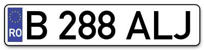 Placuta inmatriculare numar auto  B-288-ALJ, B 288 ALJ, B288ALJ