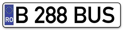 Placuta inmatriculare numar auto  B-288-BUS, B 288 BUS, B288BUS