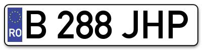 Placuta inmatriculare numar auto  B-288-JHP, B 288 JHP, B288JHP