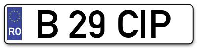 Placuta inmatriculare numar auto  B-29-CIP, B 29 CIP, B29CIP