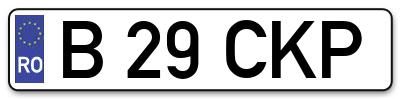 Placuta inmatriculare numar auto  B-29-CKP, B 29 CKP, B29CKP