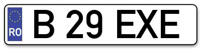 Placuta inmatriculare numar auto  B-29-EXE, B 29 EXE, B29EXE
