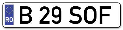 Placuta inmatriculare numar auto  B-29-SOF, B 29 SOF, B29SOF
