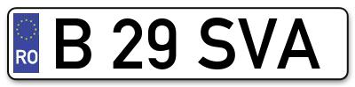 Placuta inmatriculare numar auto  B-29-SVA, B 29 SVA, B29SVA
