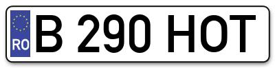 Placuta inmatriculare numar auto  B-290-HOT, B 290 HOT, B290HOT