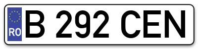Placuta inmatriculare numar auto  B-292-CEN, B 292 CEN, B292CEN
