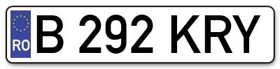 Placuta inmatriculare numar auto  B-292-KRY, B 292 KRY, B292KRY