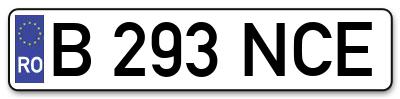 Placuta inmatriculare numar auto  B-293-NCE, B 293 NCE, B293NCE