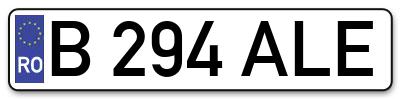 Placuta inmatriculare numar auto  B-294-ALE, B 294 ALE, B294ALE