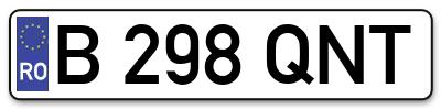 Placuta inmatriculare numar auto  B-298-QNT, B 298 QNT, B298QNT