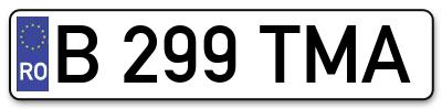 Placuta inmatriculare numar auto  B-299-TMA, B 299 TMA, B299TMA