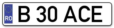 Placuta inmatriculare numar auto  B-30-ACE, B 30 ACE, B30ACE