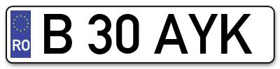 Placuta inmatriculare numar auto  B-30-AYK, B 30 AYK, B30AYK