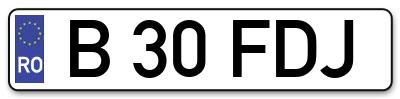 Placuta inmatriculare numar auto  B-30-FDJ, B 30 FDJ, B30FDJ