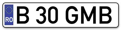 Placuta inmatriculare numar auto  B-30-GMB, B 30 GMB, B30GMB