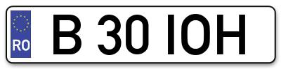 Placuta inmatriculare numar auto  B-30-IOH, B 30 IOH, B30IOH